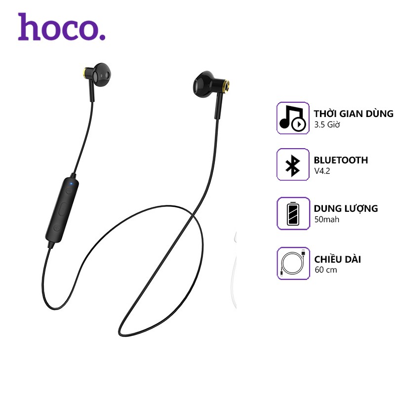 Tai nghe Bluetooth Hoco ES21 V4.2 hỗ trợ mic, có dây dài 0.6m, tương thích nhiều thiết bị