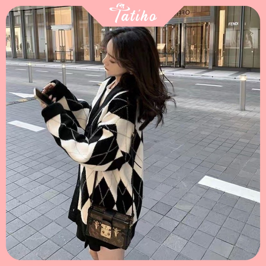 [Hàng Xịn, Giá Tốt] Áo Khoác Len ( Áo Khoác Cardigan) Phong Cách Thời Trang Thu Đông Họa Tiết Kim Cương - Mã AK012