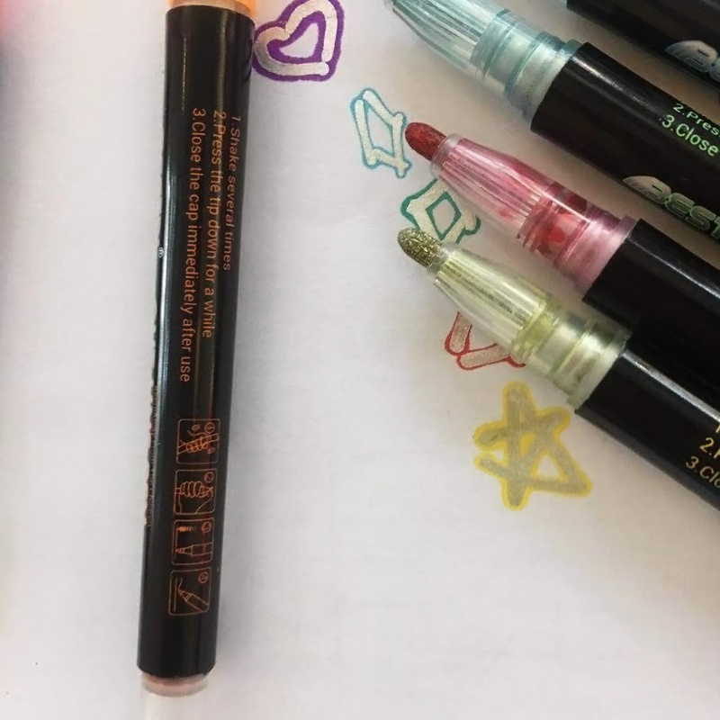 Bút Đánh Dấu Màu Ánh Kim Lấp Lánh Trang Trí Thẻ Sổ Tay DIY