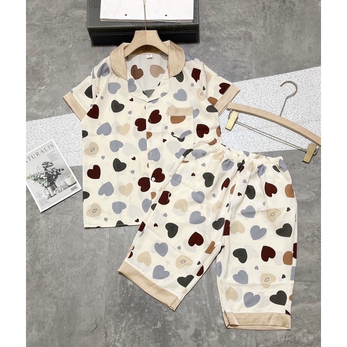 Bộ pijamas lụa lửng ngố mặc nhà hàng thiết kế cao cấp nhiều hình chất mát