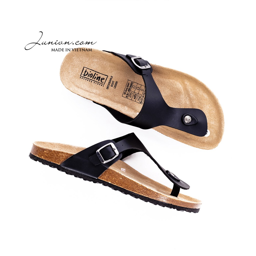 [DA PU-CHỐNG NƯỚC] PU07- Dép sandal xỏ ngón Unisex da PU, đế trấu Bioline Birken - Xuất khẩu châu Âu - Juni Store