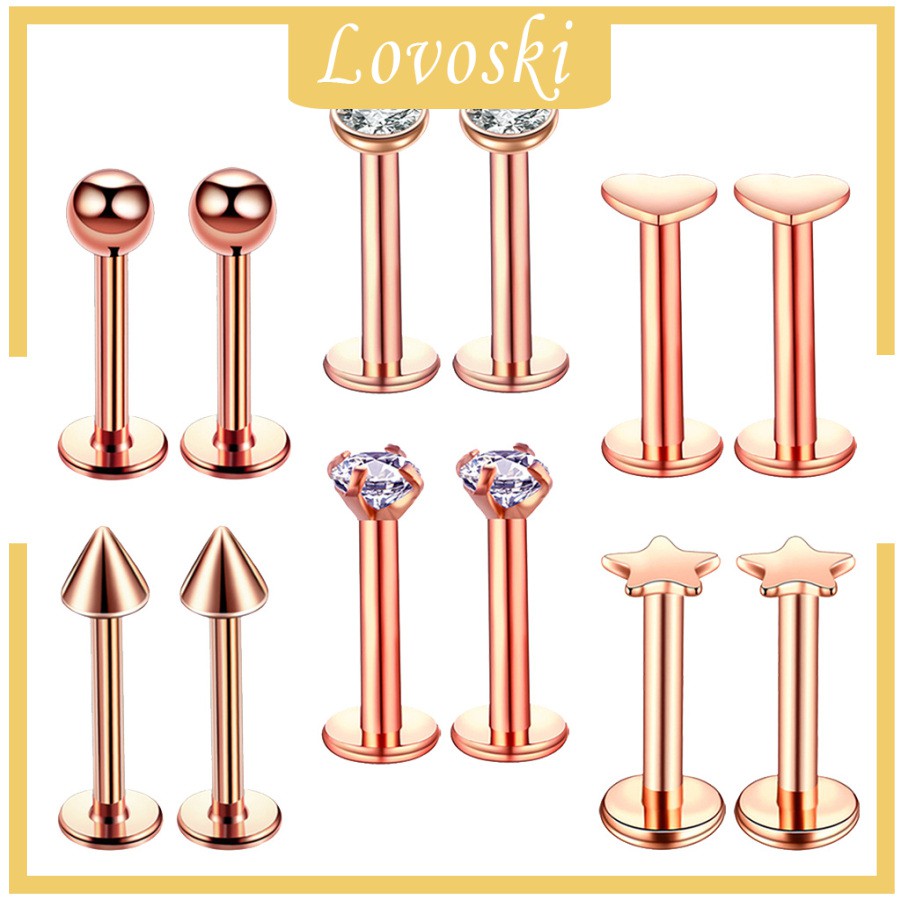 Bộ 6 Cặp Khuyên Tai / Mũi / Môi / Tai 16g