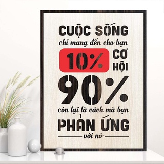 Tranh gỗ decor truyền cảm hứng "Cuộc sống chỉ mang đến cho bạn 10% cơ hội, 90% còn lại là cách bạn phản ứng với nó"