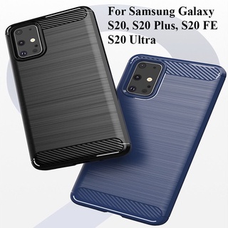 Ốp lưng dẻo samsung galaxy s20, s20 plus, s20 fe, s20 ultra vân sợi cacbon chống sốc rugger amor