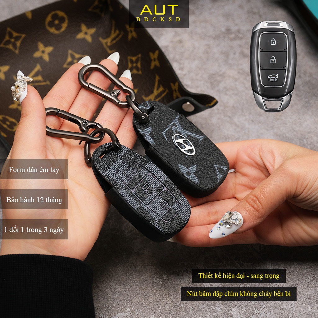 Đựng chìa khóa Hyundai Accent Kona Santafe 3 nút bấm LV Dior HC3 móc CD