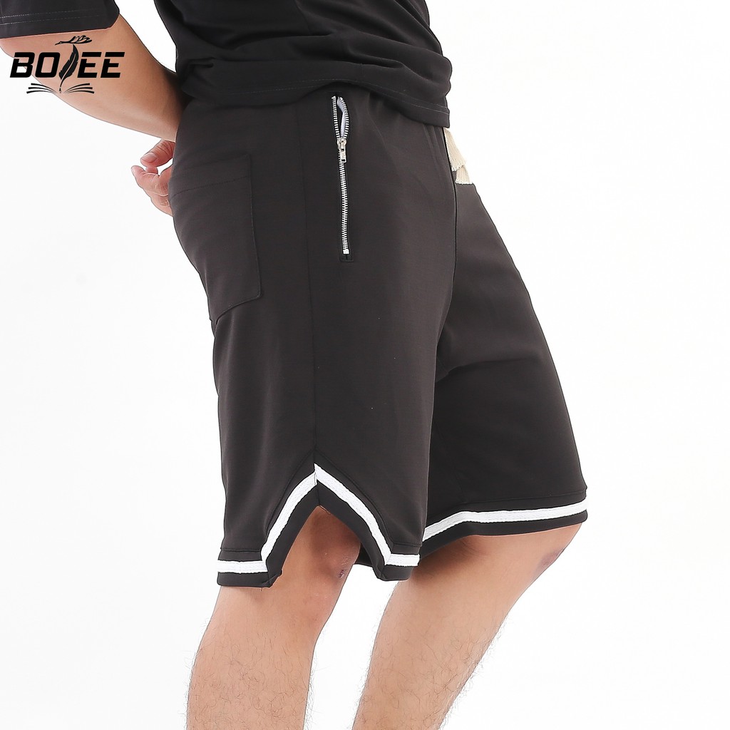 Quần short 1V BOTEE  unisex nam nữ màu đen ống rộng thể thao | BigBuy360 - bigbuy360.vn