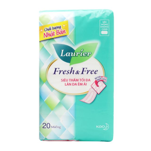 Băng vệ sinh siêu mỏng không cánh ban ngày Fresh & Free Lauríer 20 miếng