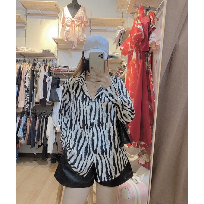 Set áo sơ mi + quần short phồng đen