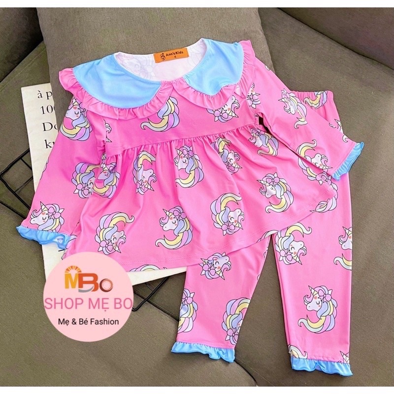 Đồ bộ mặc nhà cho bé gái 3d thun lạnh ngắn tay dài tay quần dài size nhí đại từ 10 đến 40kg