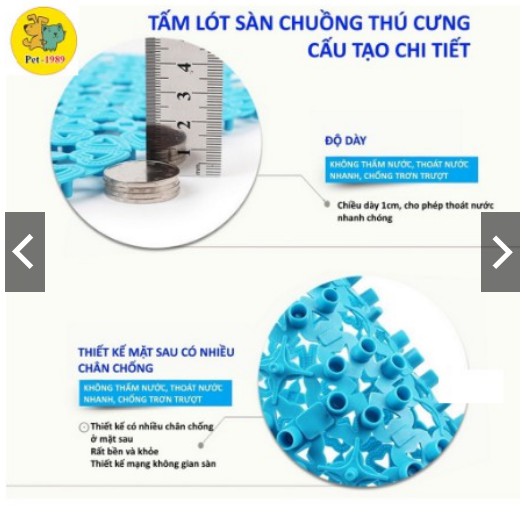 Tấm lót sàn chuồng mèo, chuồng chó bằng nhựa nhiều màu bằng nhựa PVC 20x30cm