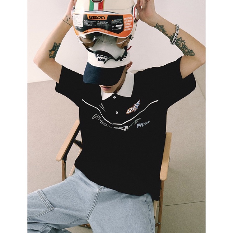 Áo polo nam nữ,in chữ Center thiết kế 2 màu