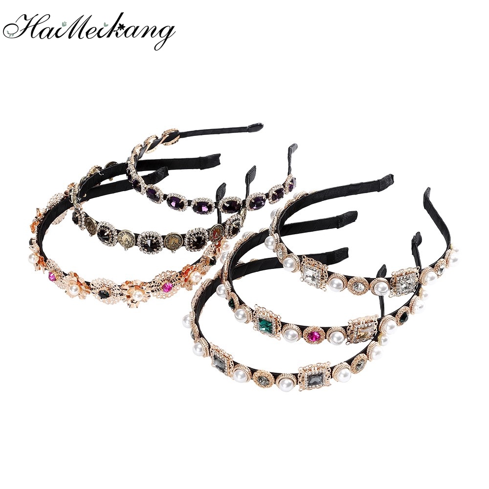 Haimeikang Thời trang Hàn Quốc Rhinestone Ngọc trai cài tóc nữ