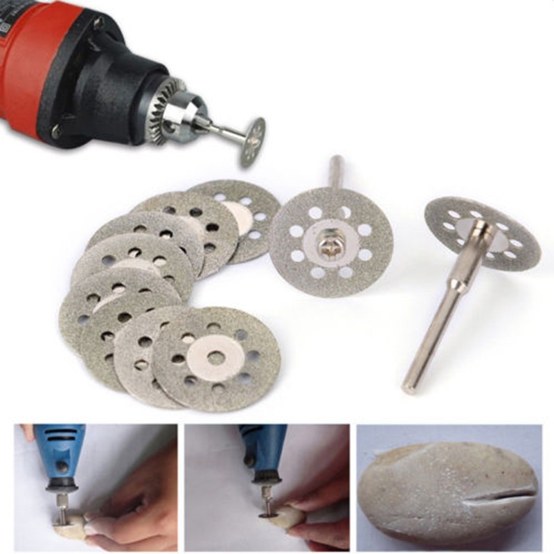 Bộ 10 đĩa cắt và cưa tròn + 2 trục nối đi kèm