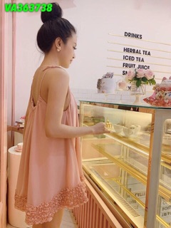 Đầm 2 Dây Voan Nhúng Bèo