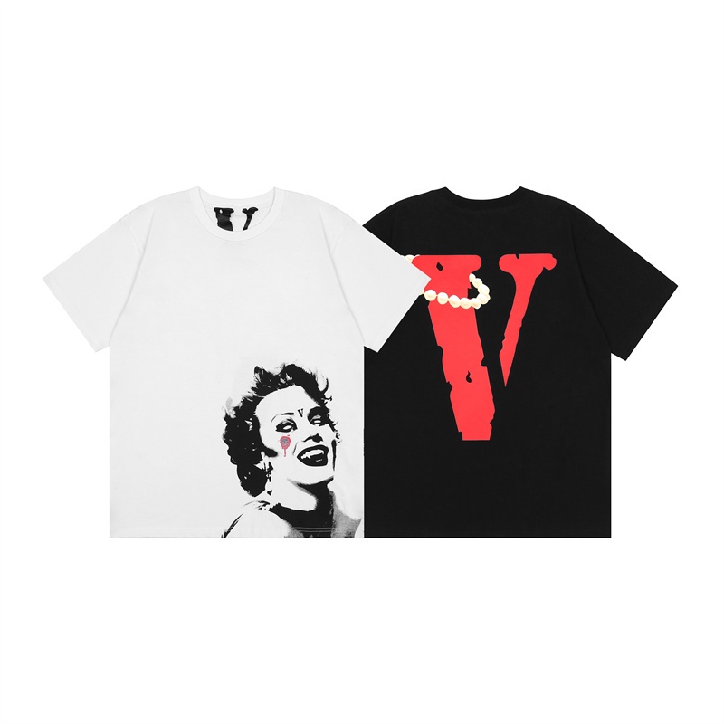 Áo Thun Cotton Tay Ngắn Dáng Rộng In Chữ Vlone Thời Trang Mùa Hè Cho Học Sinh