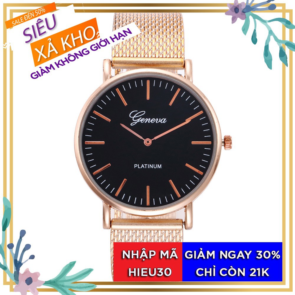 OTIS SHOP [GIÁ GÓC]  ĐỒNG HỒ NAM NỮ GENEVA DÂY LƯỚI PLATINUM AH1038