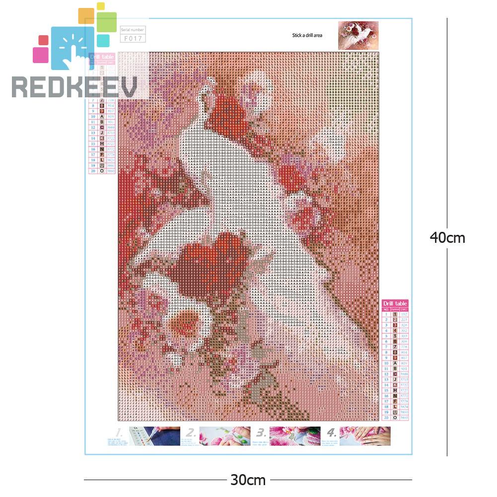 Tranh thêu đính đá treo tường trang trí nội thất hình chim công trắng 5D DIY