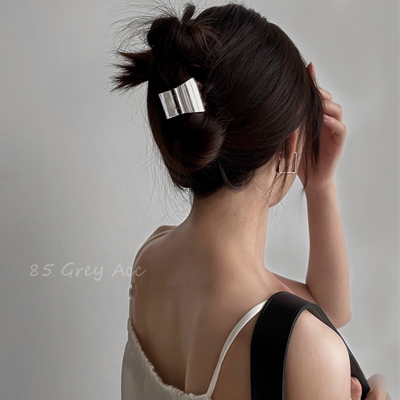 Kẹp tóc kim loại màu vàng bạc phong cách thời trang đơn giản
