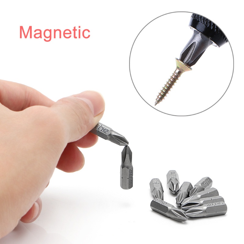 Set 10 Mũi Vít Lục Giác 25mm PH2 Bằng Thép Từ Tính Chống Trượt Tiện Dụng