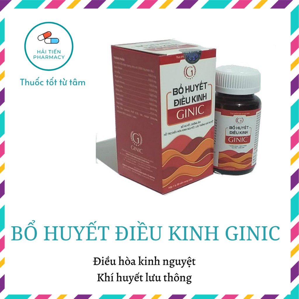 Bổ huyết điều kinh Ginic - Bổ huyết, dưỡng âm, điều hòa kinh nguyệt, lưu thông khí huyết