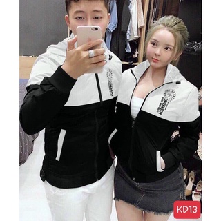 áo khoác dù [Sale] áo khoác nam nữ trắng đen 2 lớp, mũ có thể tháo rời mang đi siêu hot ạ