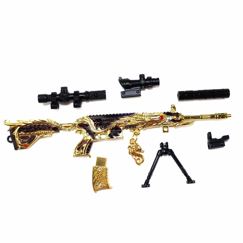 Mô hình súng pubg kim loại lắp ráp M416 Dragon Golden dài 20cm mô phỏng giống thật trong game