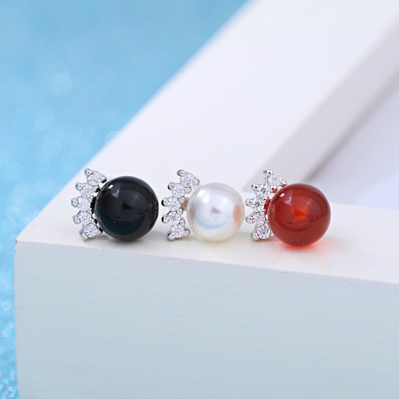 Bông Tai Mạ Bạc 925 Hình Hello Kitty Đính Ngọc Trai Xinh Xắn