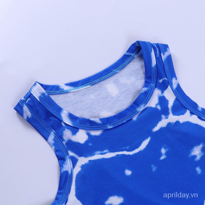 summer women fashion Tie dye slim cropped tank top
