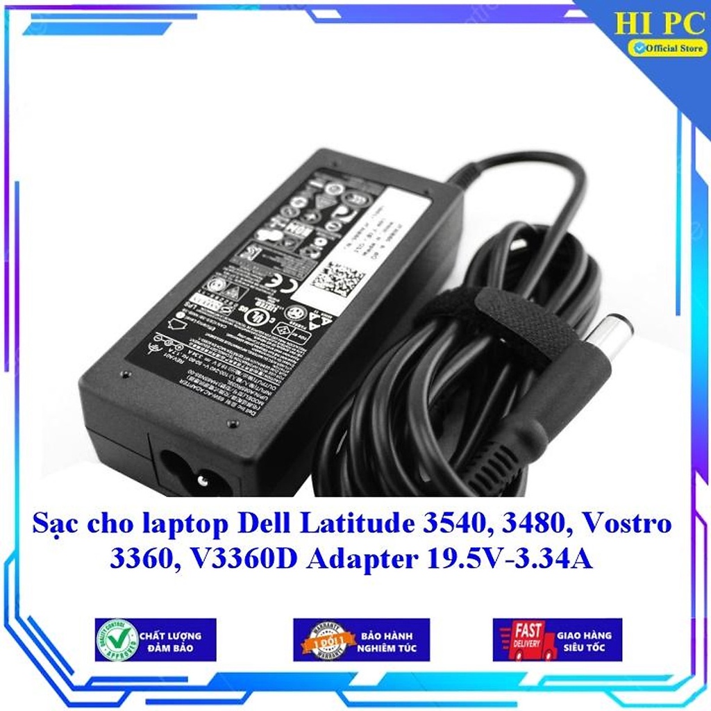 Sạc cho laptop Dell Latitude 3540 3480 Vostro 3360 V3360D Adapter 19.5V-3.34A - Hàng Nhập khẩu