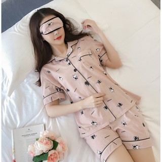 Pijama thun ngắn kèm bịch mắt siêu dễ thương