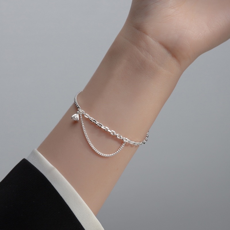 Vòng tay bạc hàng đá mix xích Choco Jewelry