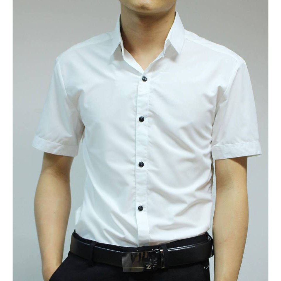 Sơ Mi cộc tay trơn nam màu tím đậm