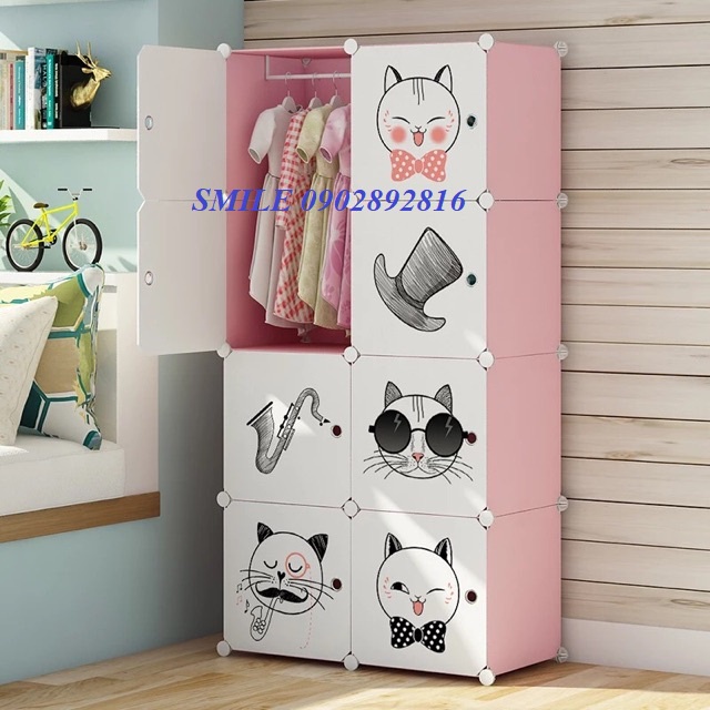 (MẪU HOT NHẤT) TỦ NHỰA LẮP GHÉP 8 Ô HÌNH MÈO  sâu 47cm ( chọn hình theo phân loại) bảo hành 1 năm