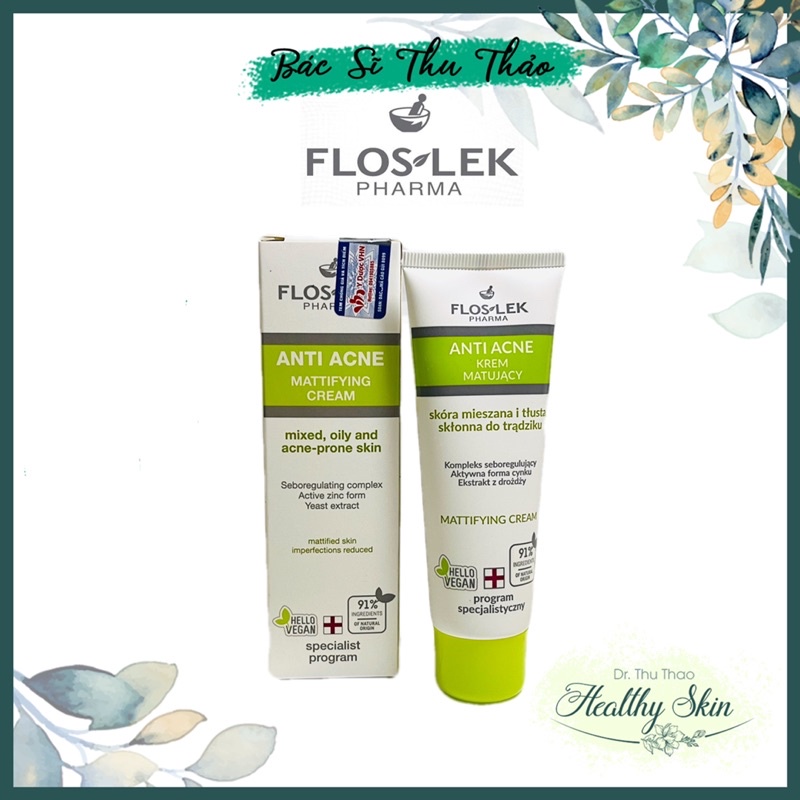 KEM DƯỠNG ẨM HỖ TRỢ ĐIỀU TIẾT NHỜN FLOSLEK ANTI ACNE MATTIFYING CREAM