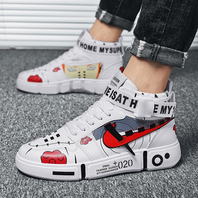 Giày thể thao cổ cao in họa tiết Akatsuki hoạt hình Naruto thời trang cho nam