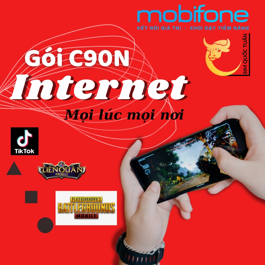 Sim 4G MobiFone gói cước C90N data khủng có 120 GB/tháng,1000 phút nội mạng, 50 phút liên mạng