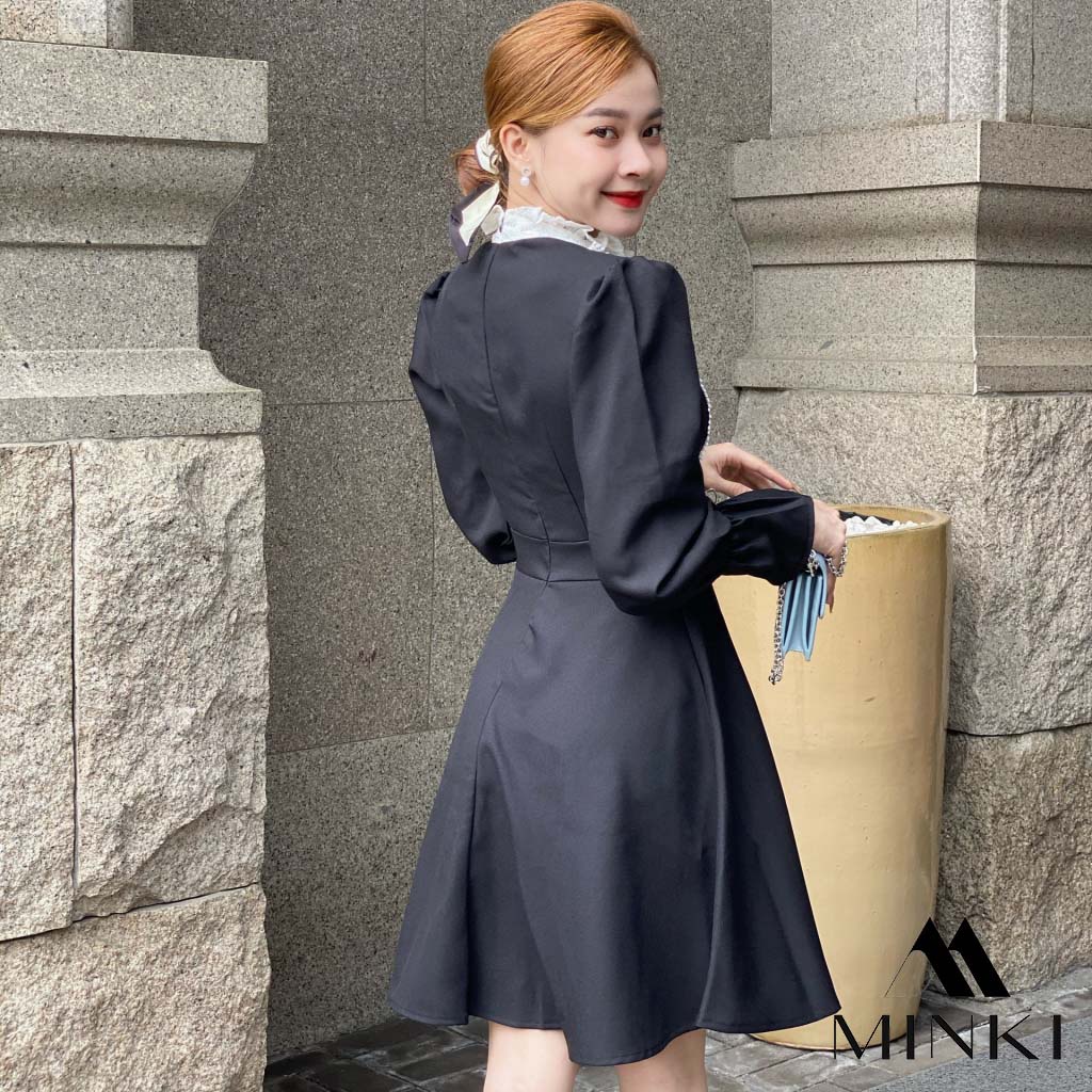 ĐẦM XANH ĐEN PHỐI REN NGỰC - CHẤT LIỆU REN CAO CẤP - MÀU XANH VÀ ĐEN | BigBuy360 - bigbuy360.vn