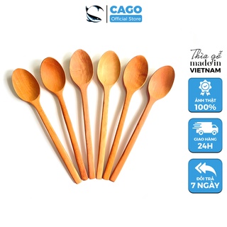 Thìa Gỗ CAGO cán dài kích thước 20cm chất liệu gỗ Nhãn tự nhiên dùng để ăn cơm