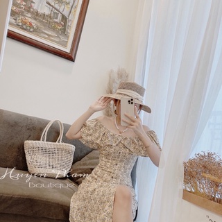 Đầm maxi voan đi biển , đầm nữ bẹt vai vintage,Sẵn váy ảnh thật siêu đẹp