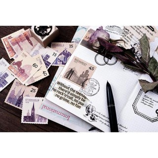 Bộ 45 Sticker Tem Thư Cổ Điển E55