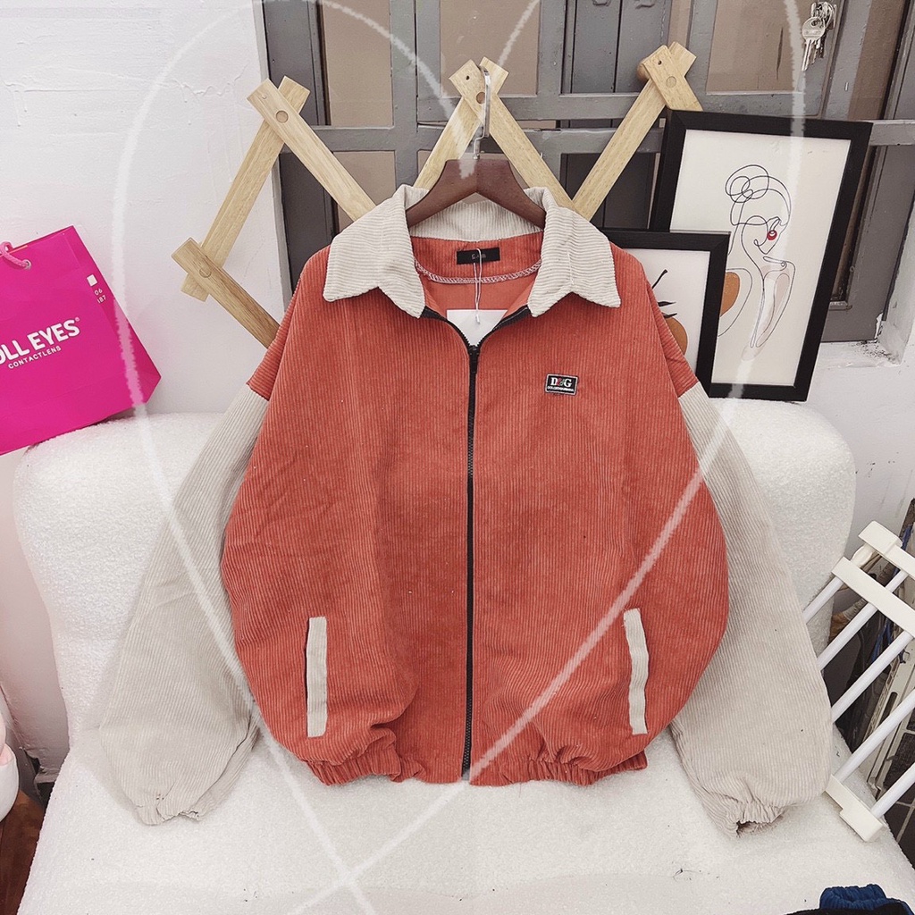 Áo khoác NHUNG tay phồng cổ sơ mi chuẩn hàng shop FREE SIZE