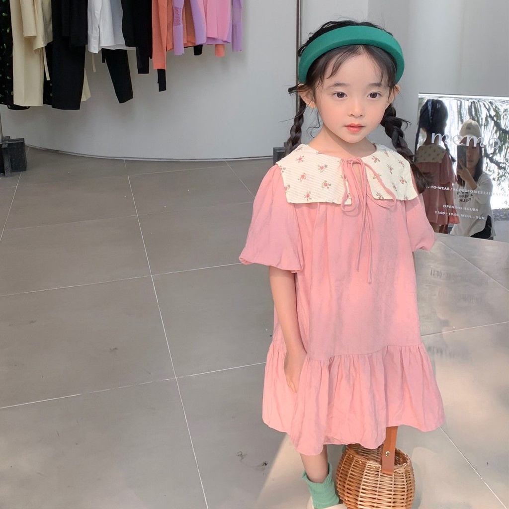 Đầm Công Chúa Mùa Hè Tay Cộc Phong Cách Phương Tây Cổ Điển Hợp Thời Trang Cho Bé Gái 5 Tuổi