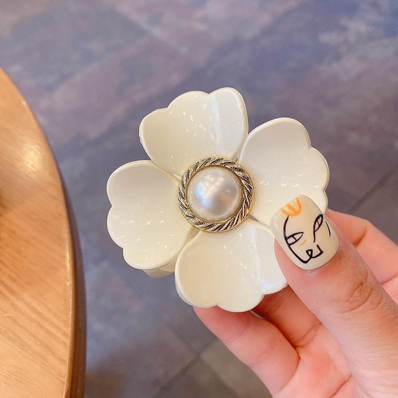 Kẹp Tóc Hình Hoa Đính Ngọc Trai Thiết Kế Đơn Giản Phong Cách Pháp Cho Nữ