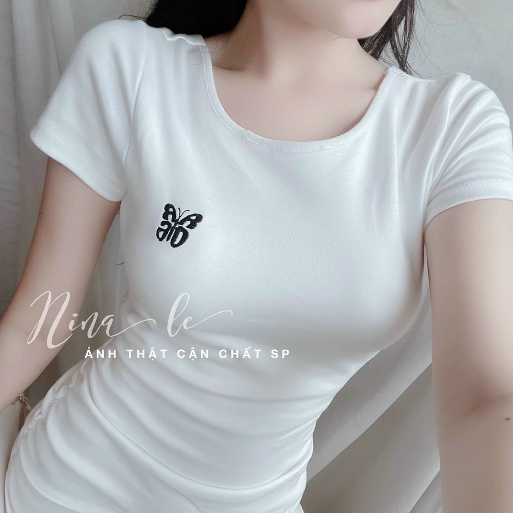 Đầm body nhúng sườn dáng ôm sát style nặng động thêu bướm - Đ0066 | bear.story