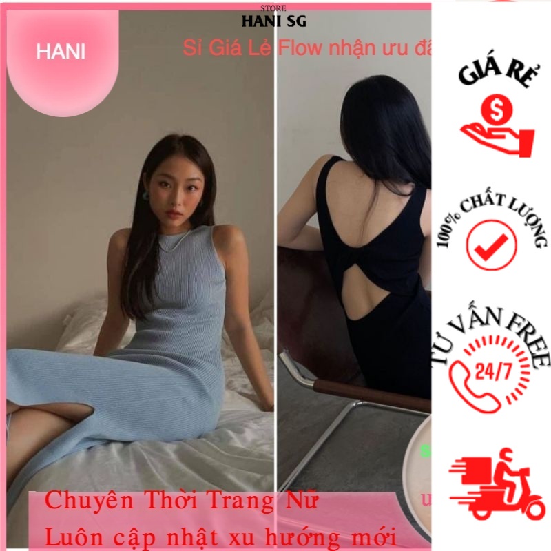 (HCM)Đầm hai dây HANi ôm body khoét xoắn lưng cut out cá tính, váy dự tiệc tôn dáng mẫu mới 2022 (freesjze43- 55kg)