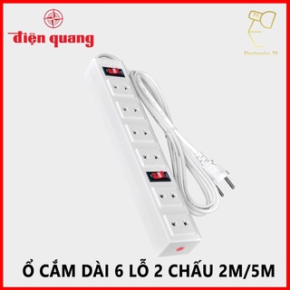 [Chính hãng] Ổ cắm dài chịu nhiệt 6 lỗ 2 chấu, dây 2m/5m Điện Quang