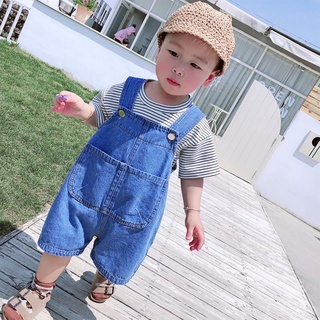 Set yếm bò áo kẻ túi U bé trai