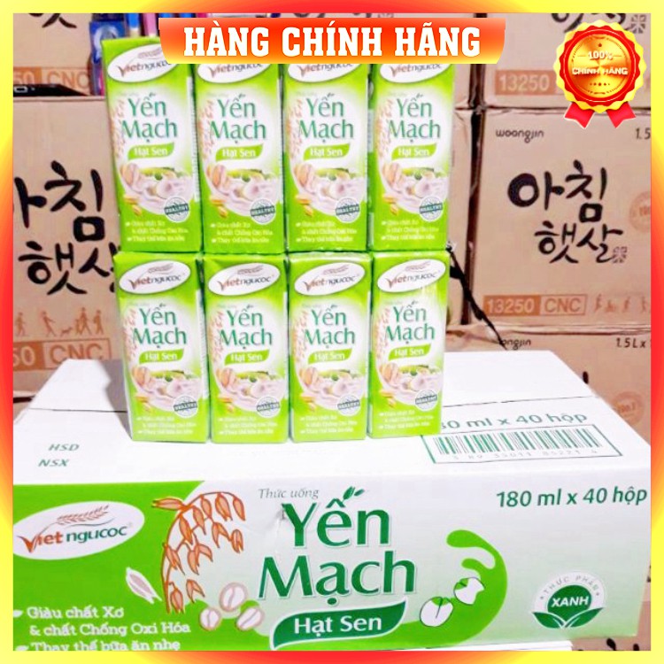Thùng 40 hộp 180ml Thức uống Yến mạch hạt sen Việt Ngũ Cốc an toàn đảm bảo sức khoẻ
