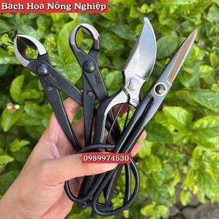 Set kìm cạp tròn + kìm cạp xéo + kéo cắt cành + kéo tỉa lá, tỉa dăm thép đen đúc nguyên khối, dụng cụ bonsai