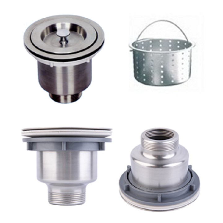 Bộ thoát nước đầy đủ cho bồn rửa chén 2 hộc, bầu lọc rác rộng 11cm - HV Store 421